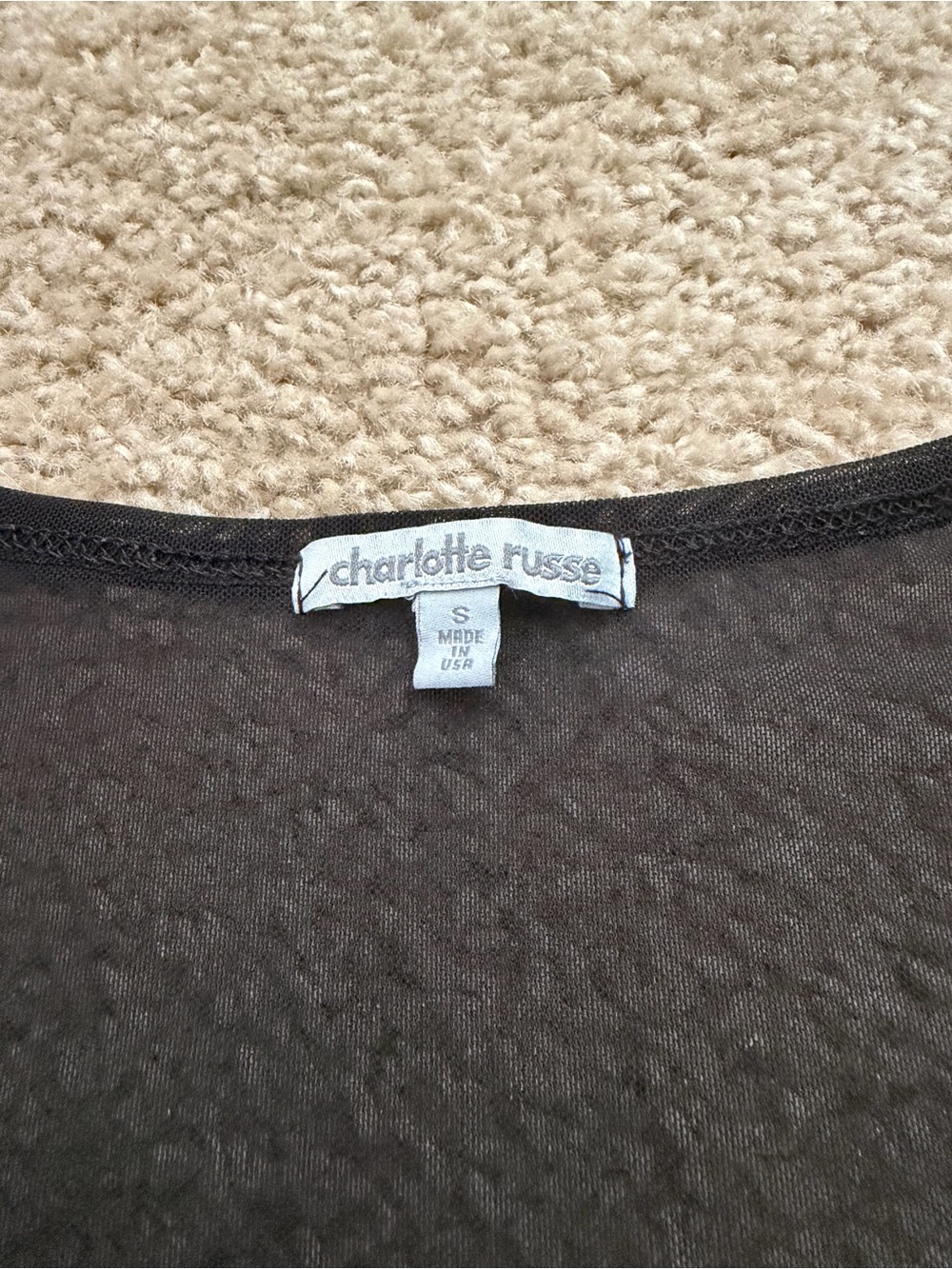 Charlotte Russe Sheer Black Scoop Neck Long Sleeve Top - Picture 3 of 3